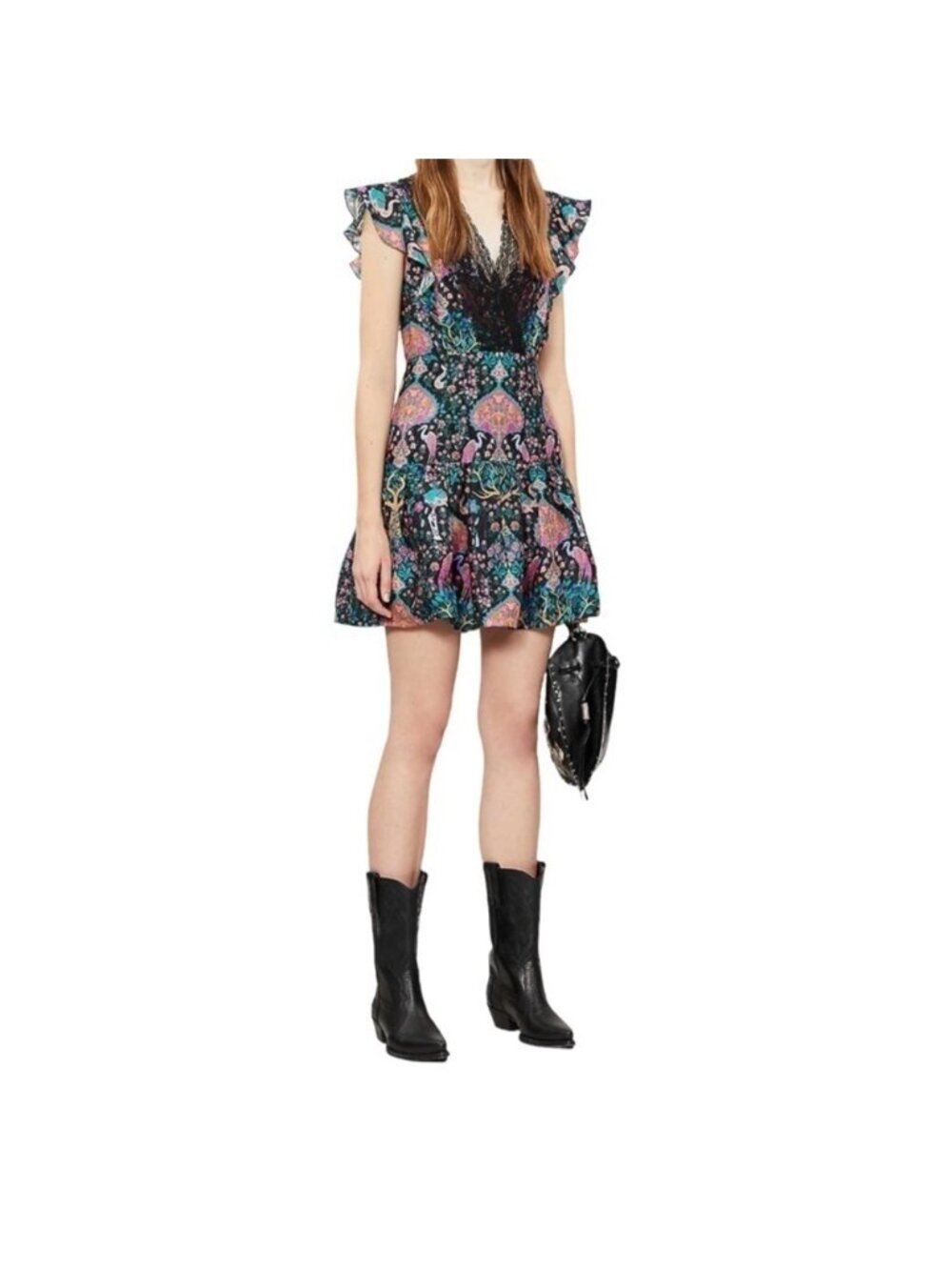 Sandro Iveane Floral Print Mini Dress